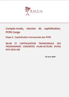 Couv Compte-rendu, réunion de capitalisation, PCPA Congo