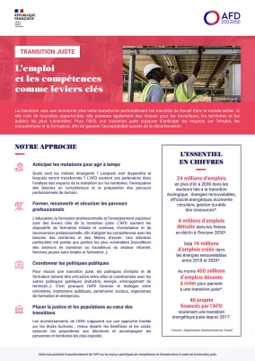 Transition juste : l’emploi et les compétences comme leviers clés